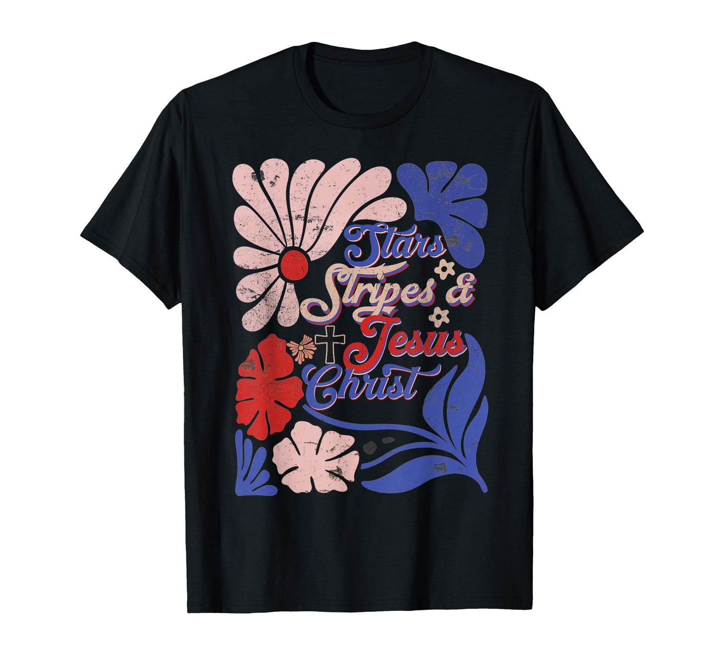 Boho Christian 4th of July Stars Stripe And Jesus Christ T-Shirt