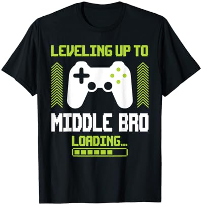 Leveled Up To Middle Brother Promoted To New Middle Brother T-Shirt - T-Shirt | Black