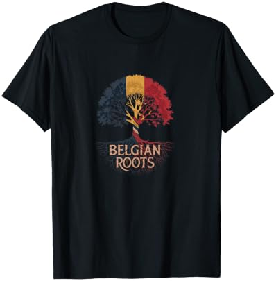 Belgian Roots - Belgium Flag Colors Family Tree Souvenir T-Shirt - T-Shirt | Black