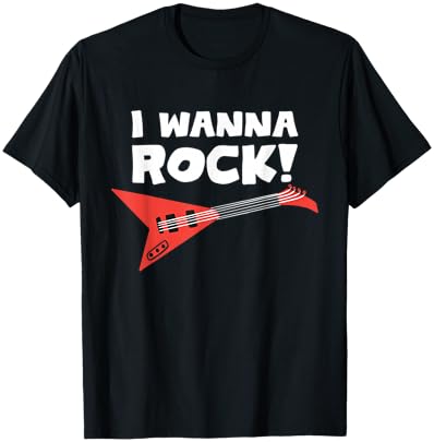 I Wanna Rock, Band Guitarist, Punk Rock Music, Rock'n Roll T-Shirt - T-Shirt | Black