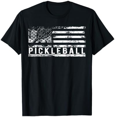 US Flag Pickleball American Pickleball Player T-Shirt - T-Shirt | Black